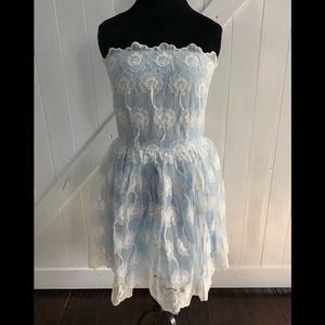 Blue and white dress